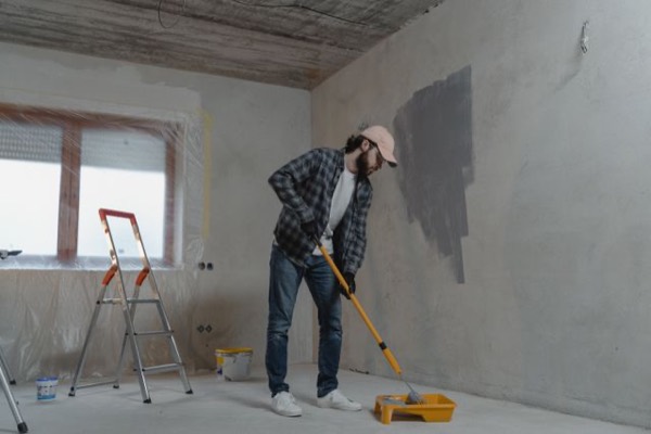 Interior painting in progress
